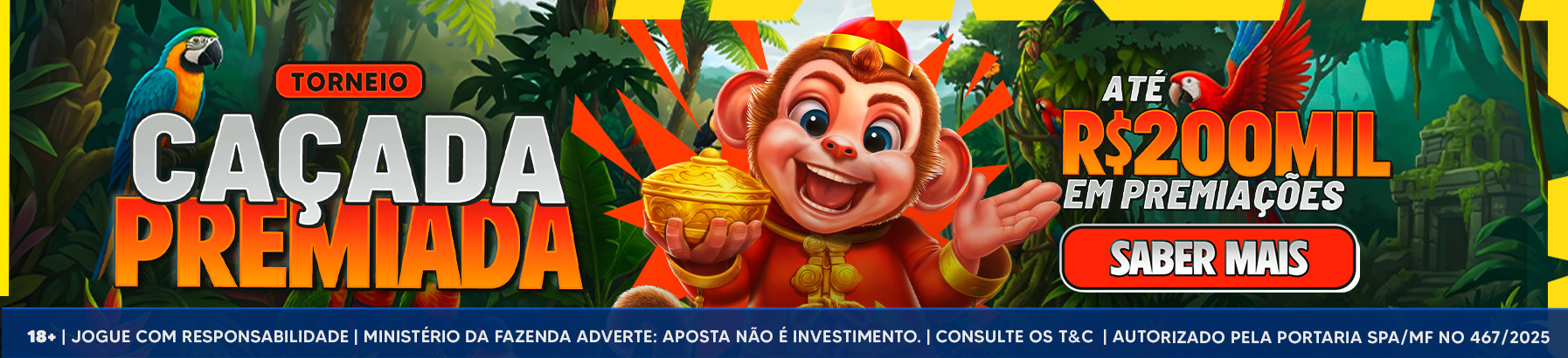 Banner do torneio Cacada Premiada da Tivo Bet, ate R$200 mil em premiacoes